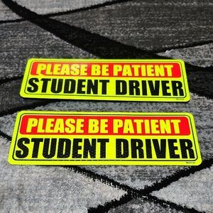 "PLEASE BE PATIENT STUDENT DRIVER" REFLECTIVE VEHICLE MAGETS SET-OF-2